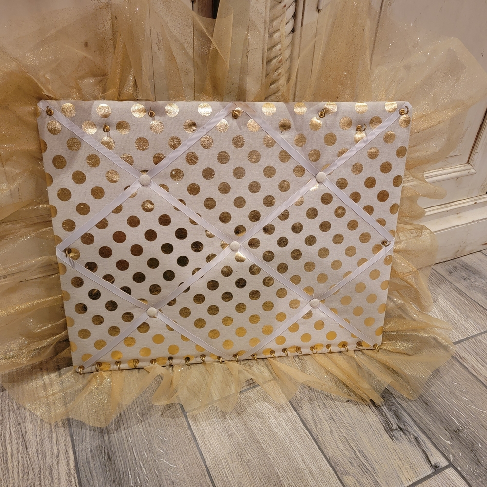 Gold Polka Dot Hair Bow or Jewelry Board - Picture 3 of 16